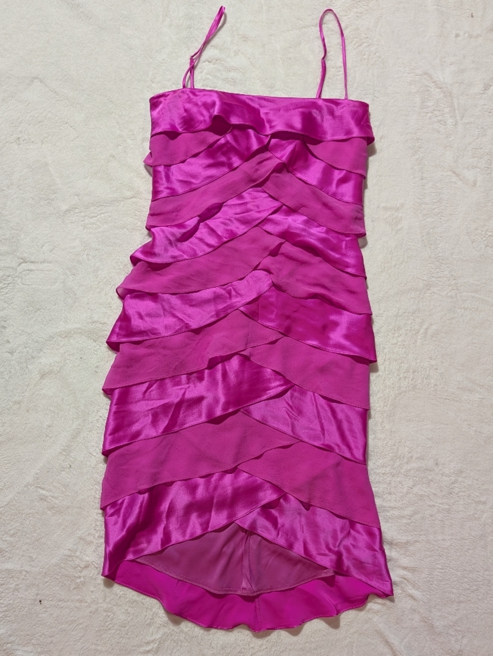 Vintage LILLIE RUBIN 100% Silk Cocktail Dress With Scallop Ruffles